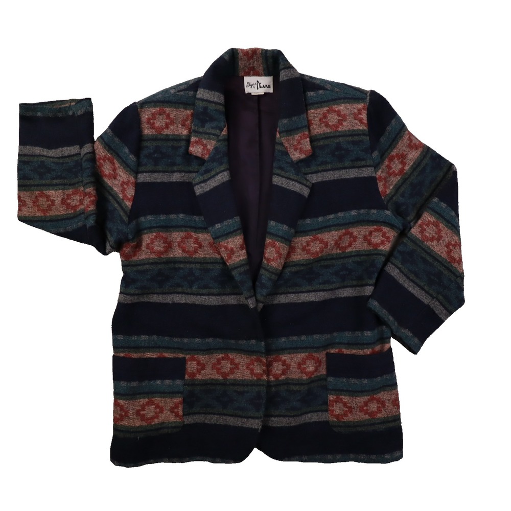 Rolyne and Diane Vintage Southwestern Print Blazer Made in USA Women's Large - Picture 1 of 11